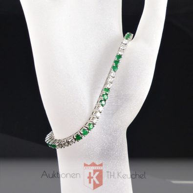 Armband Weissgold 14K 585 Brillanten Smaragde ca. 3,40 Carat Wert ca. € 3.500.-