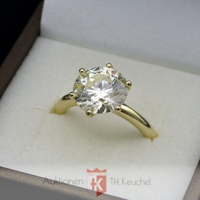 Solitärring Gold 14K/585 Brillant Solitär 4.20 ct VVS 1 / Q-R Zertifikat IGI Wert ca. € 50.000.-
