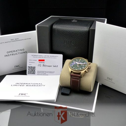 IWC Pilot's Watch Chronograph Spitfire Bronze Full Set ungetragen 02/2021 Rechnung € 7.000.- Ref. IW387902