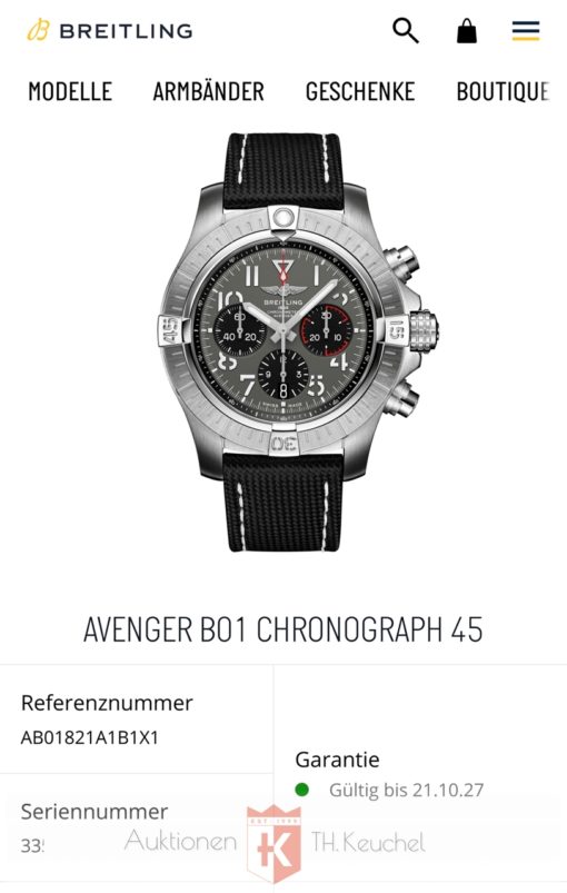 Breitling Avenger B01 Chronograph 45 AB01821A1B1X1