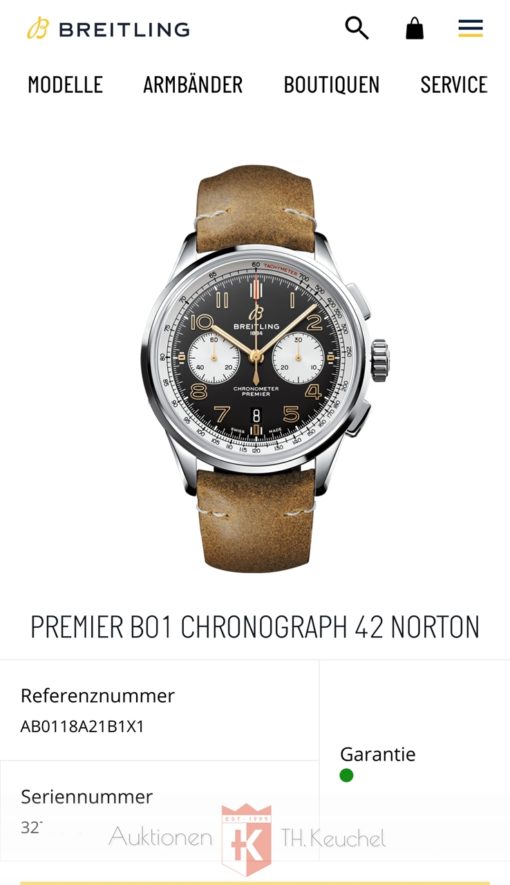 Breitling Premier B01 Chronograph 42 Norton AB0118A21B1X1