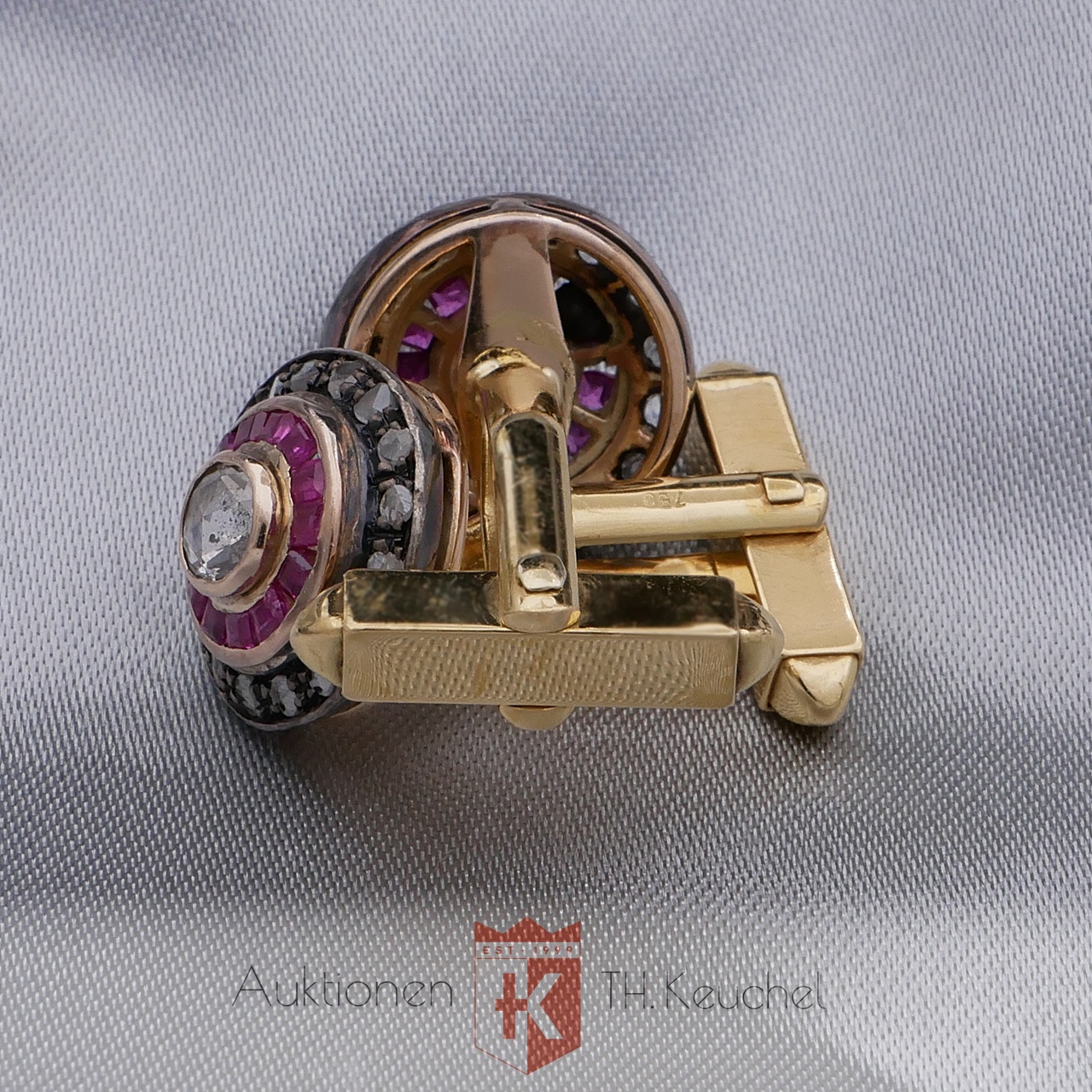 Vintage Manschettenknöpfe mit Diamant-Rosen und Rubinen