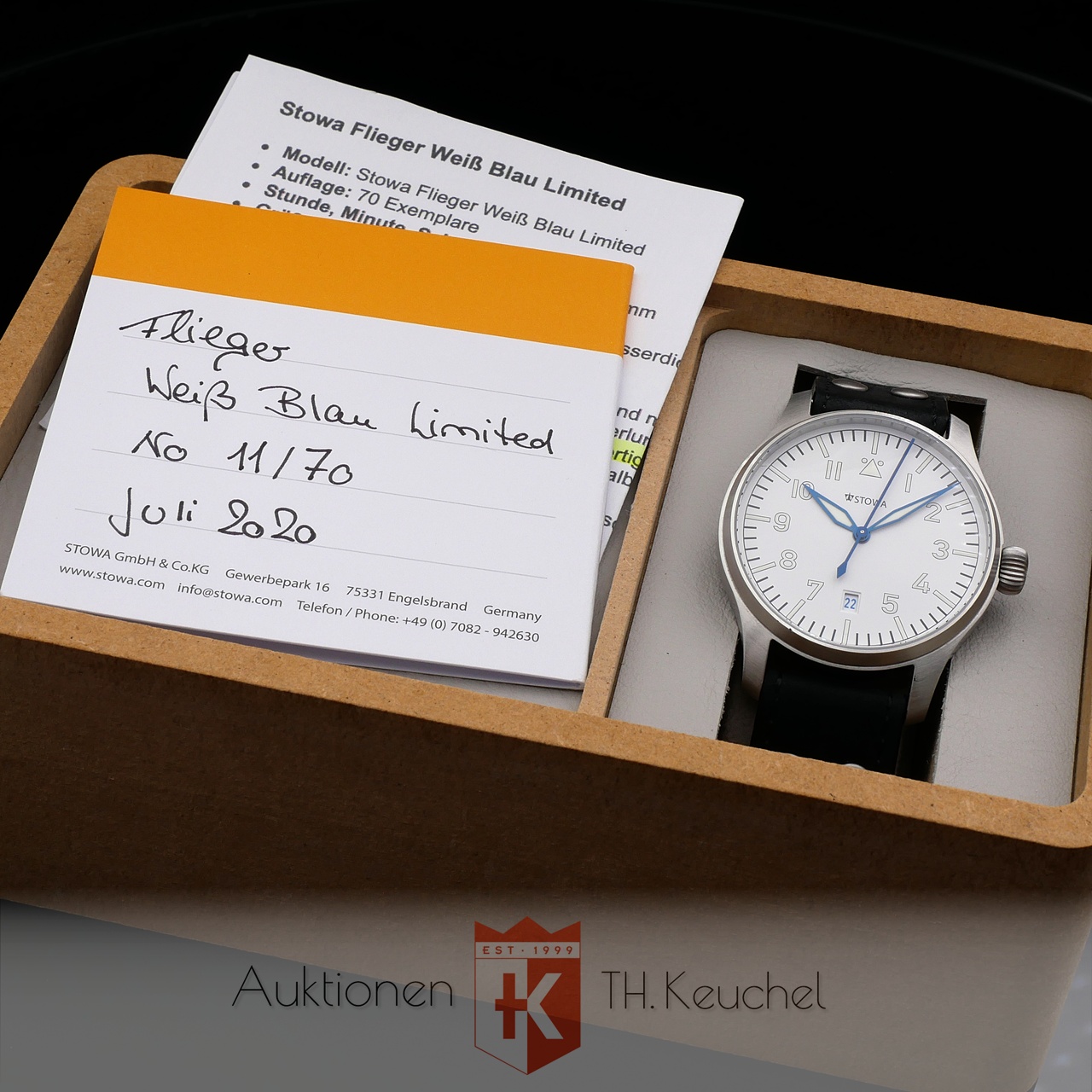 Stowa Flieger Weiß Blau Limited 40 mm Automatic ETA