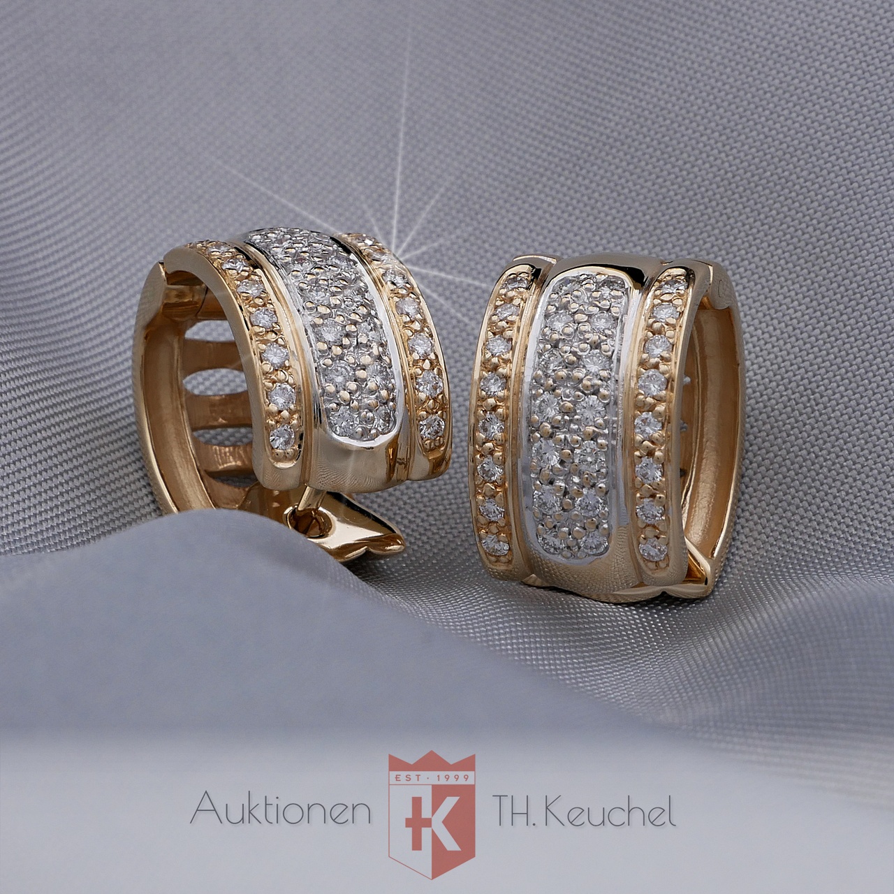 Creolen Gold 14K 585 Bicolor 60 Diamanten