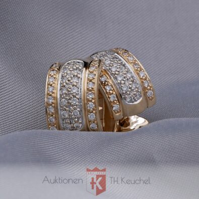 Creolen Gold 14K 585 Bicolor 60 Diamanten