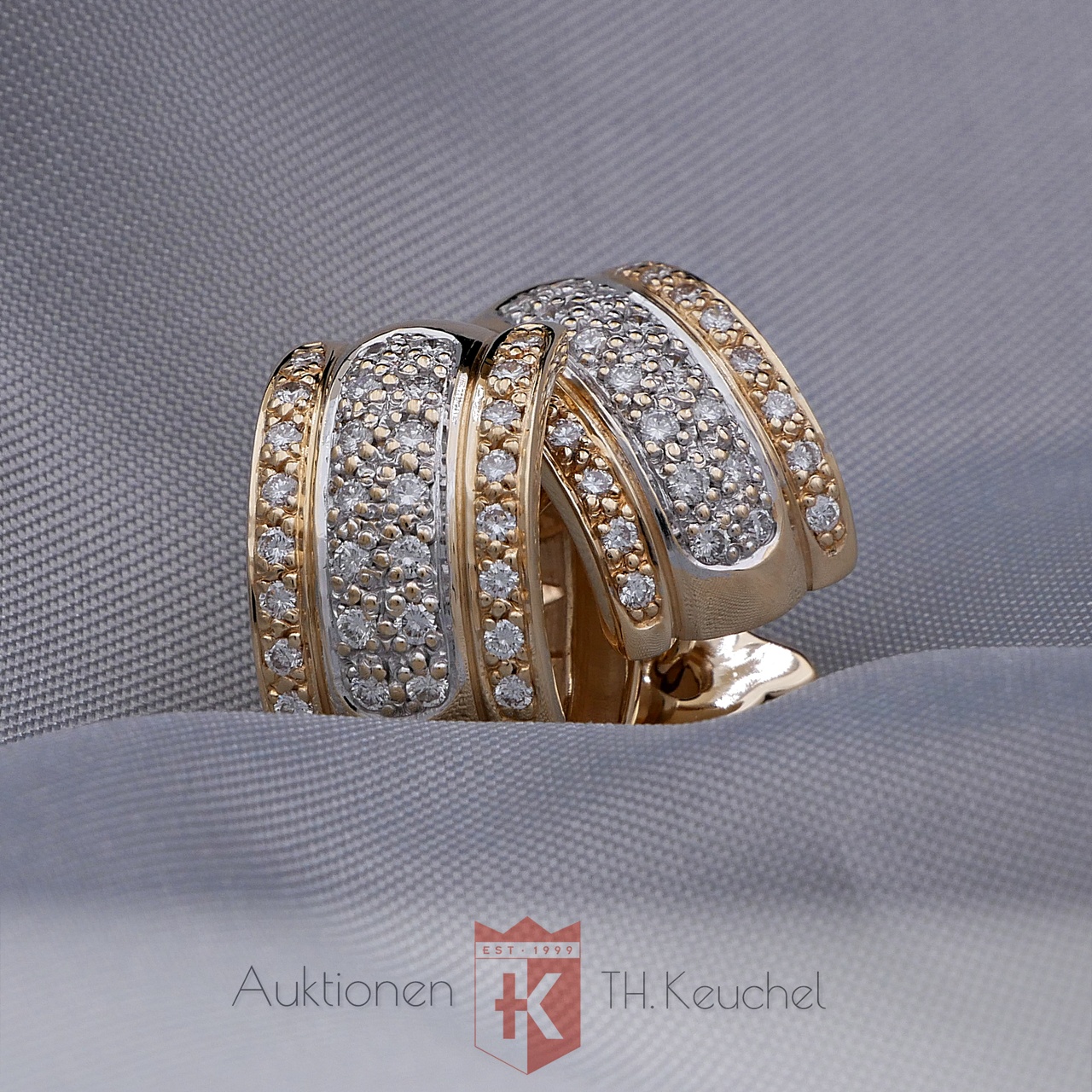Creolen Gold 14K 585 Bicolor 60 Diamanten