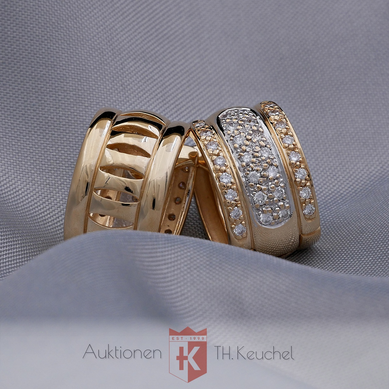 Creolen Gold 14K 585 Bicolor 60 Diamanten