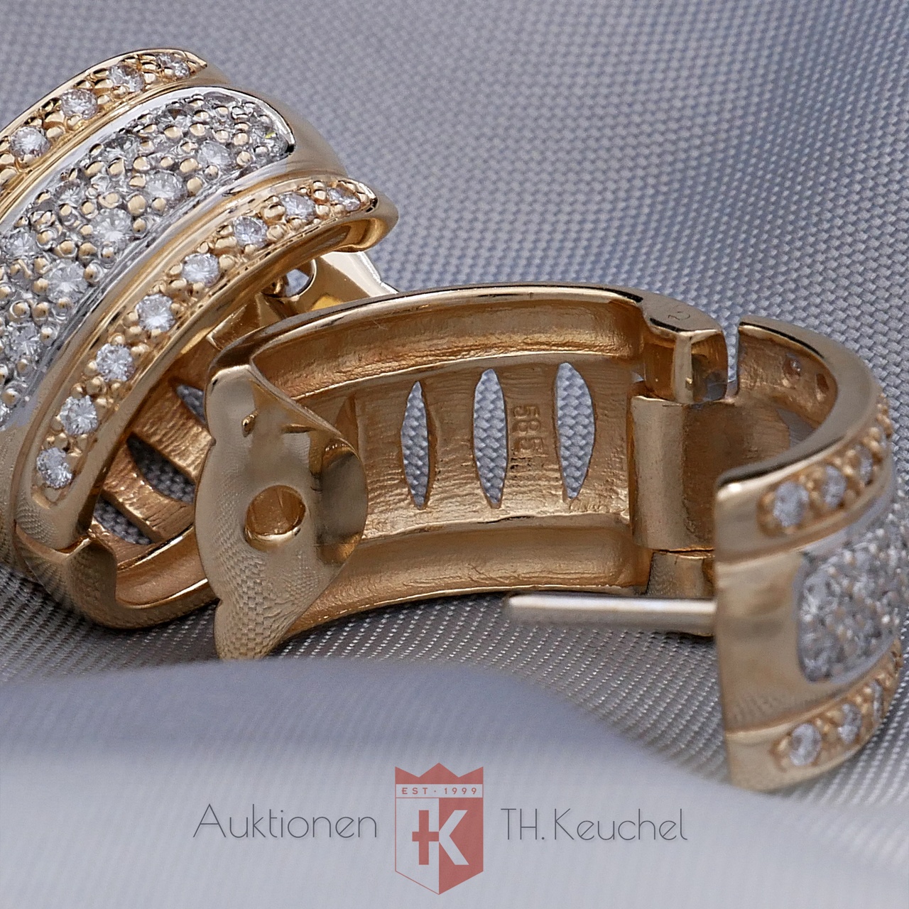 Creolen Gold 14K 585 Bicolor 60 Diamanten