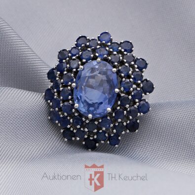 Opulenter Saphir Ring Weißgold 18K 750
